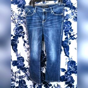 Rock & Republic Kassandra Embroidered Logo Dark Wask Mid Rise Denim Jean Size 12